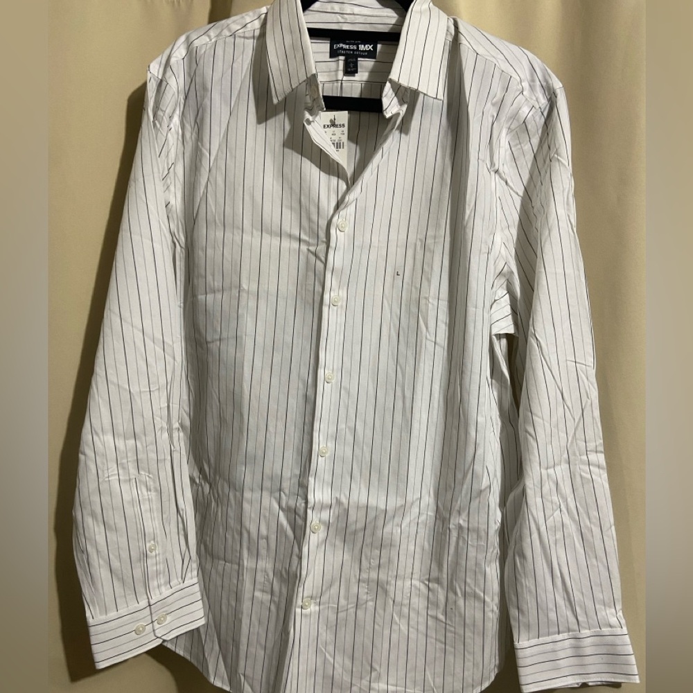Express Men's Black Striped White Shirt